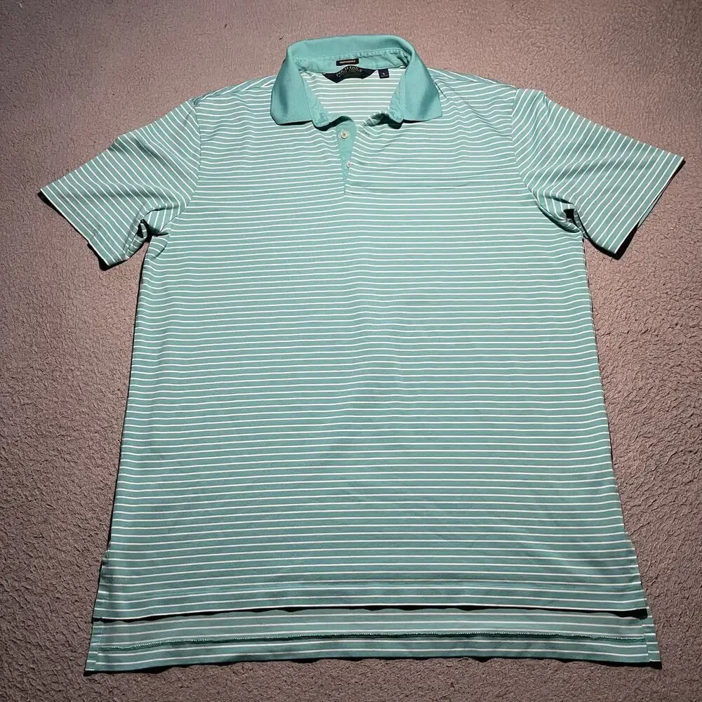 Ralph Lauren Golf Polo Short Sleeve Shirt Mens Large Teal Stripe Performance
